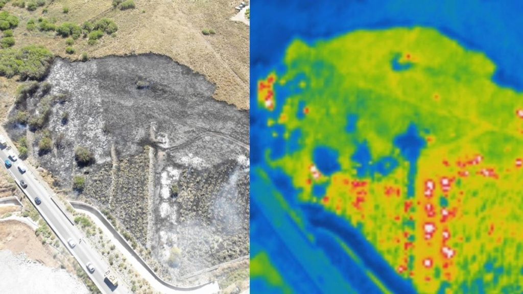 Comparación de imagen de dron con las cámaras térmicas